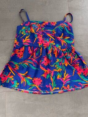 J. Crew Blue Cami with Pink and Teal Trim